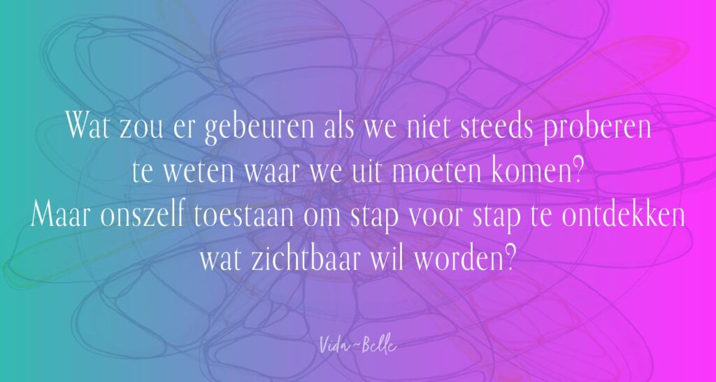 Quote op kleurige achtergrond met een inzicht van Vida-Belle